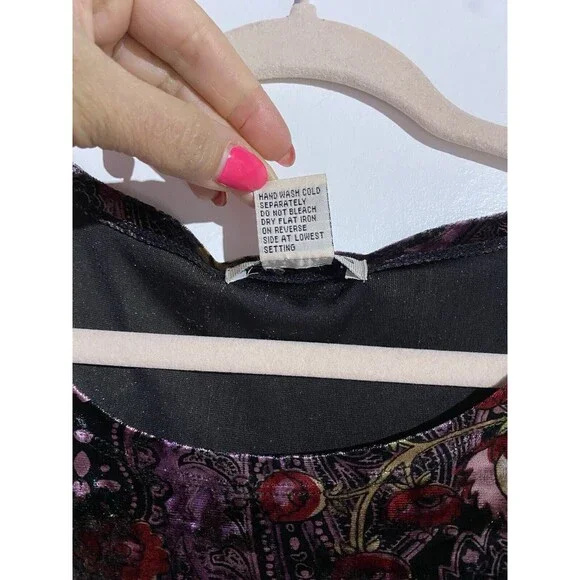 Velvet Burnout Blouse Top 1X Purple Floral Whimsigoth Fairygrunge Boho Feminine - Picture 7 of 10